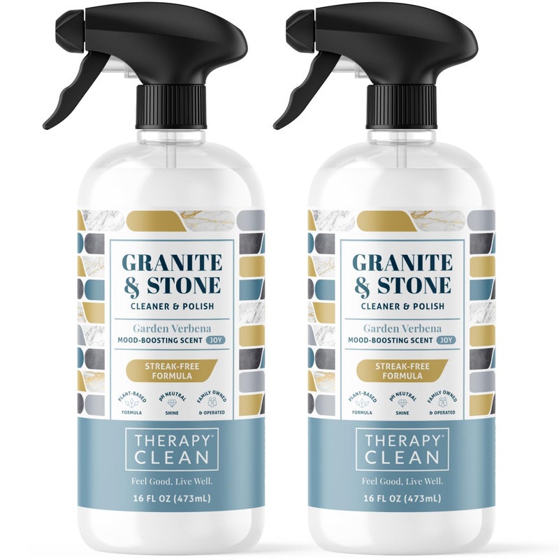 Therapy Granite Cleaner & Polish (2 Pack) - Granite Countertop Cleaner for Marble, Soapstone, Quartz, Quartzite, Slate, Limestone, Corian, Laminate, Tile Countertop, Headstone - Image 1